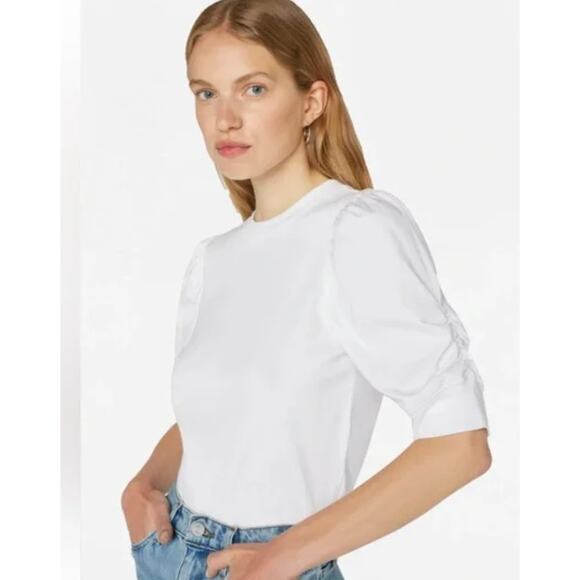 Frame‎ Cotton Frankie White Puff Sleeve Tee  Size S - Picture 4 of 16